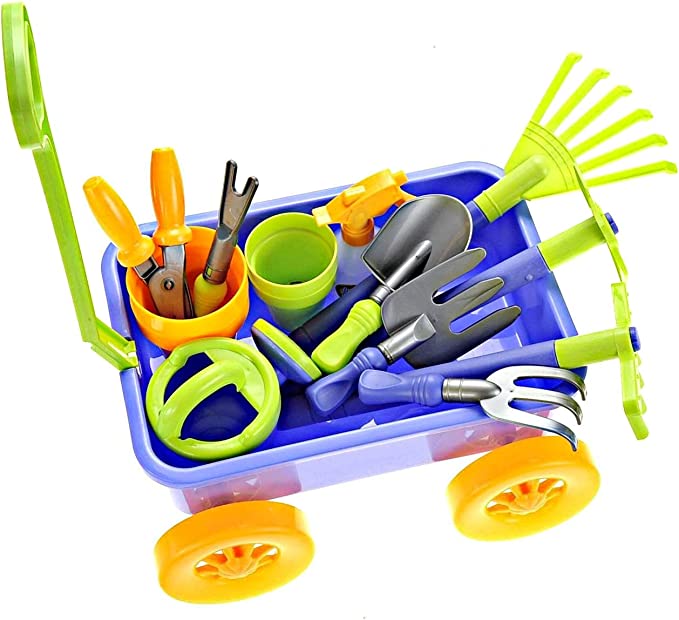 Kids Garden Gifts - Dimple Garden Wagon & Tools Toy Set