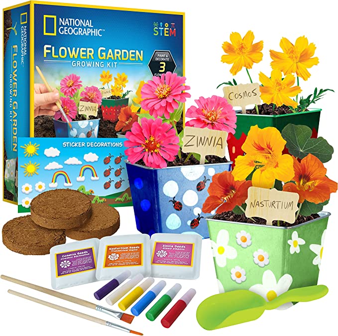 kids planting kit - NATIONAL GEOGRAPHIC Flower Growing Kit
