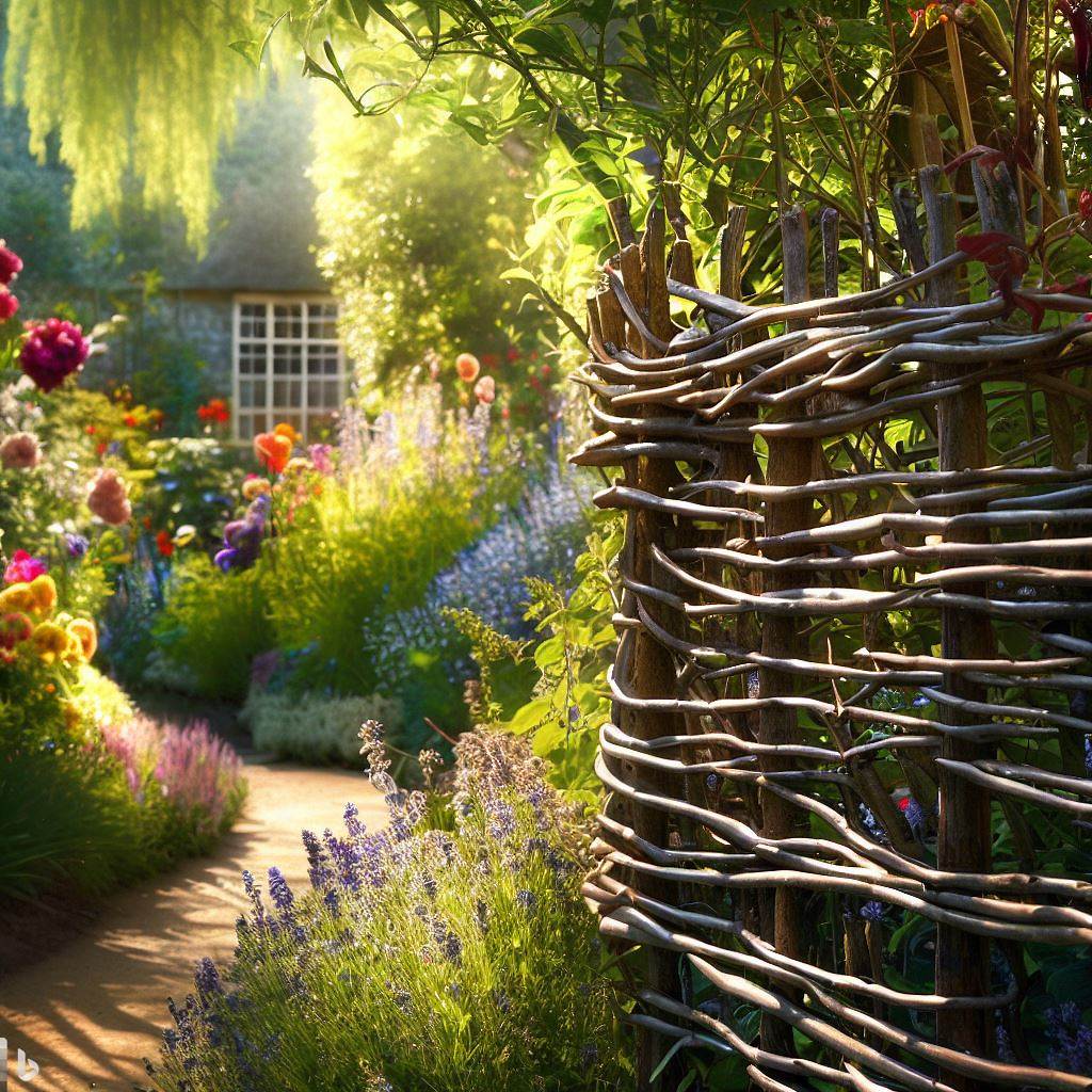 cottage garden fence ideas - willow fence