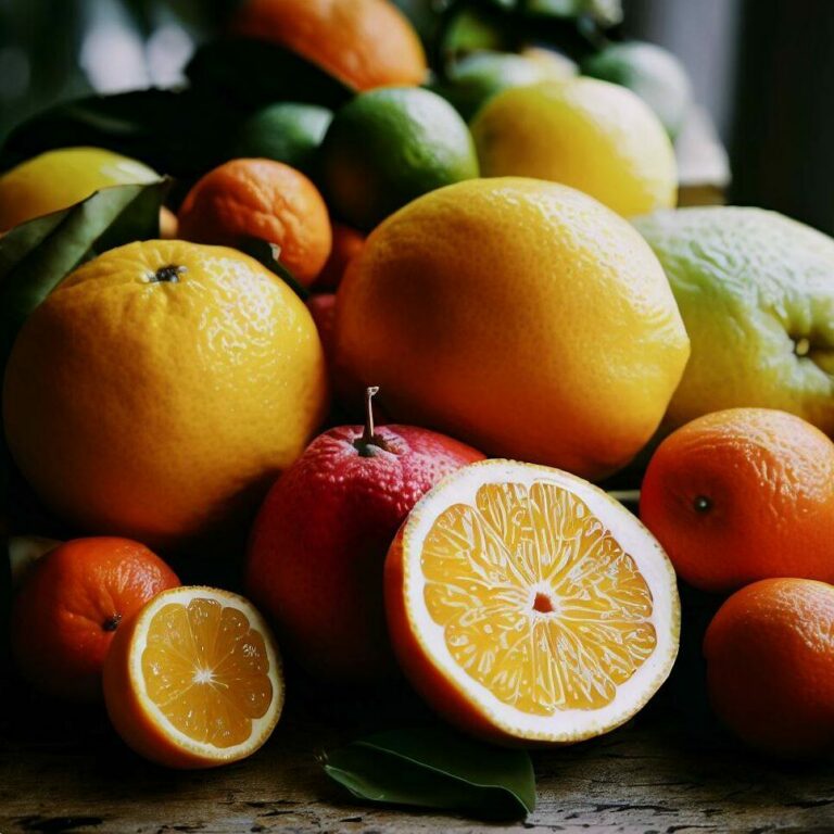 Citrus-fruits-on-a-wooden-table