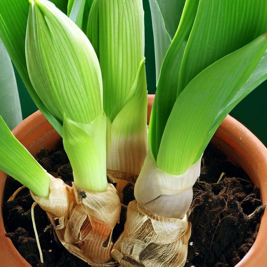 amaryllis bulb cuttings in a pot