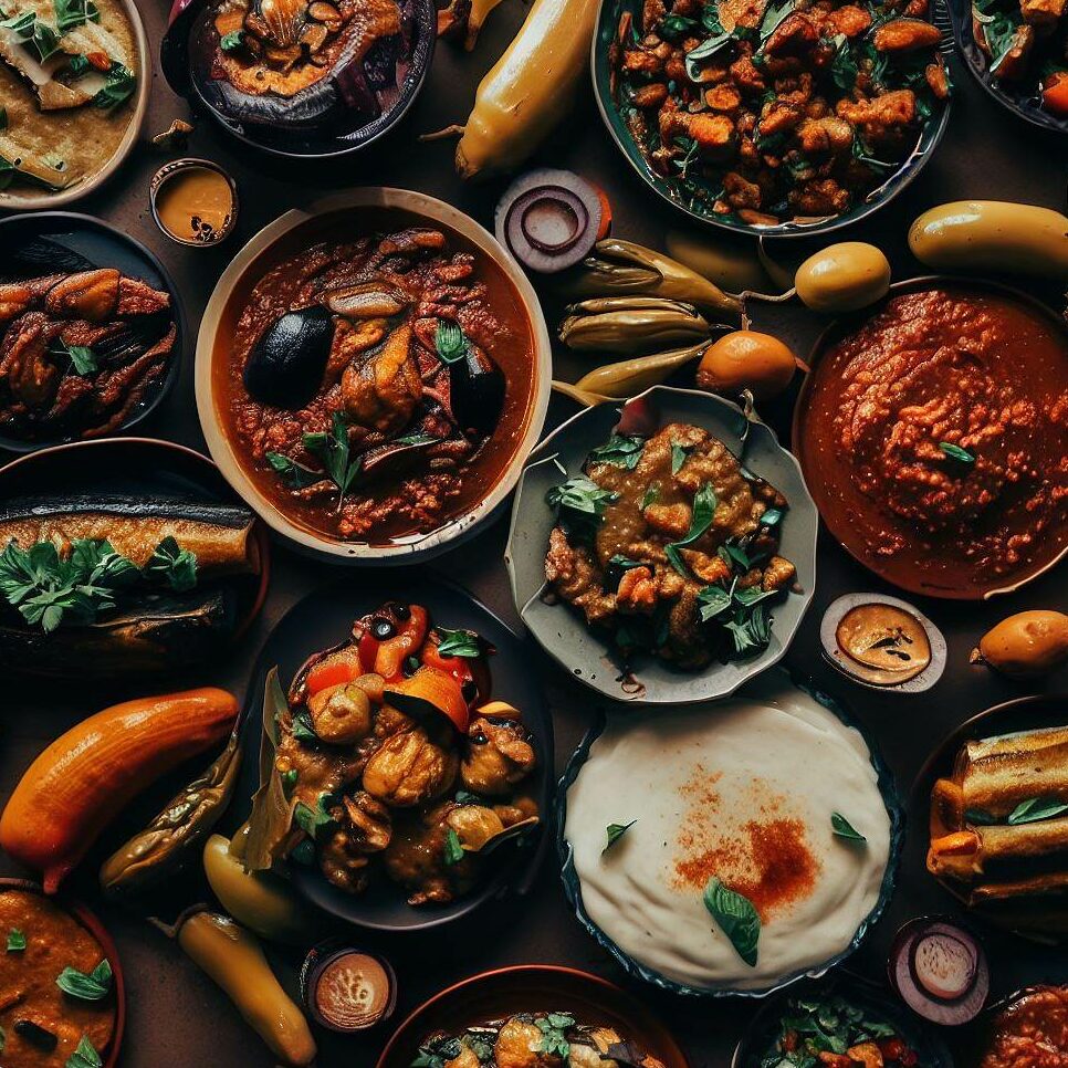 assorted eggplant dishes from around the world