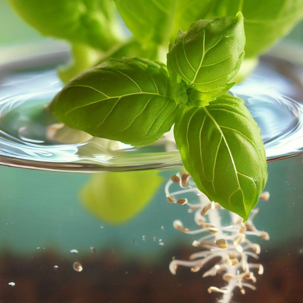 basil cutting in water