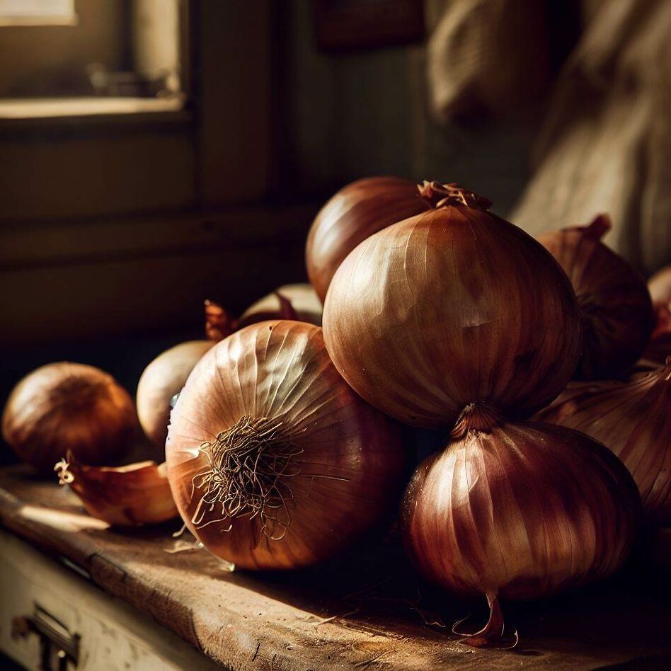 big onions on a chopping board