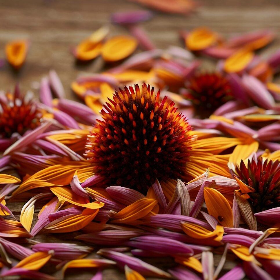 echinacea seeds and petals