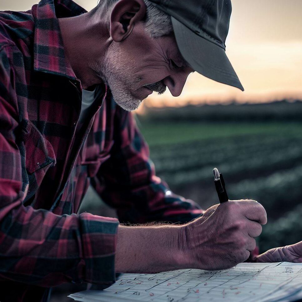 farmer working on a crop rotation calendar