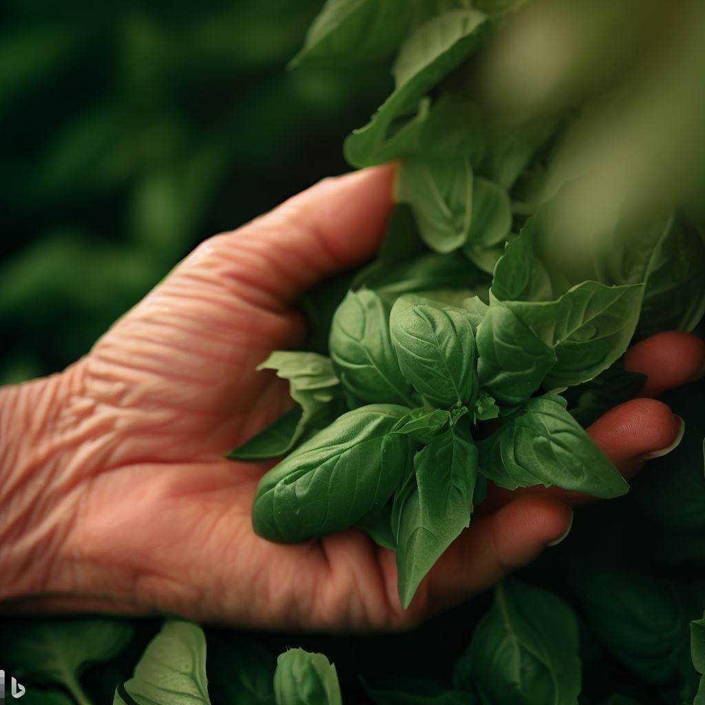 basil being harvested