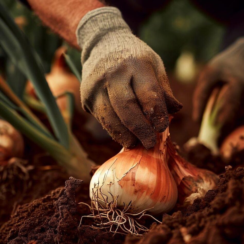 onions being harvested