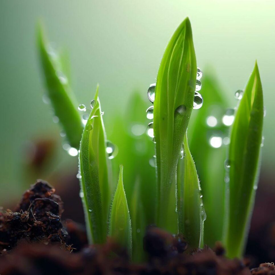 new shoots of coneflower emerging from soil