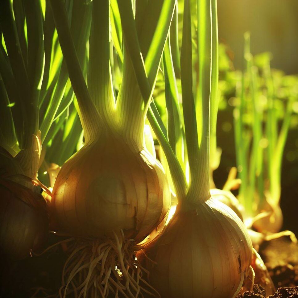 Onions growing in the best soil