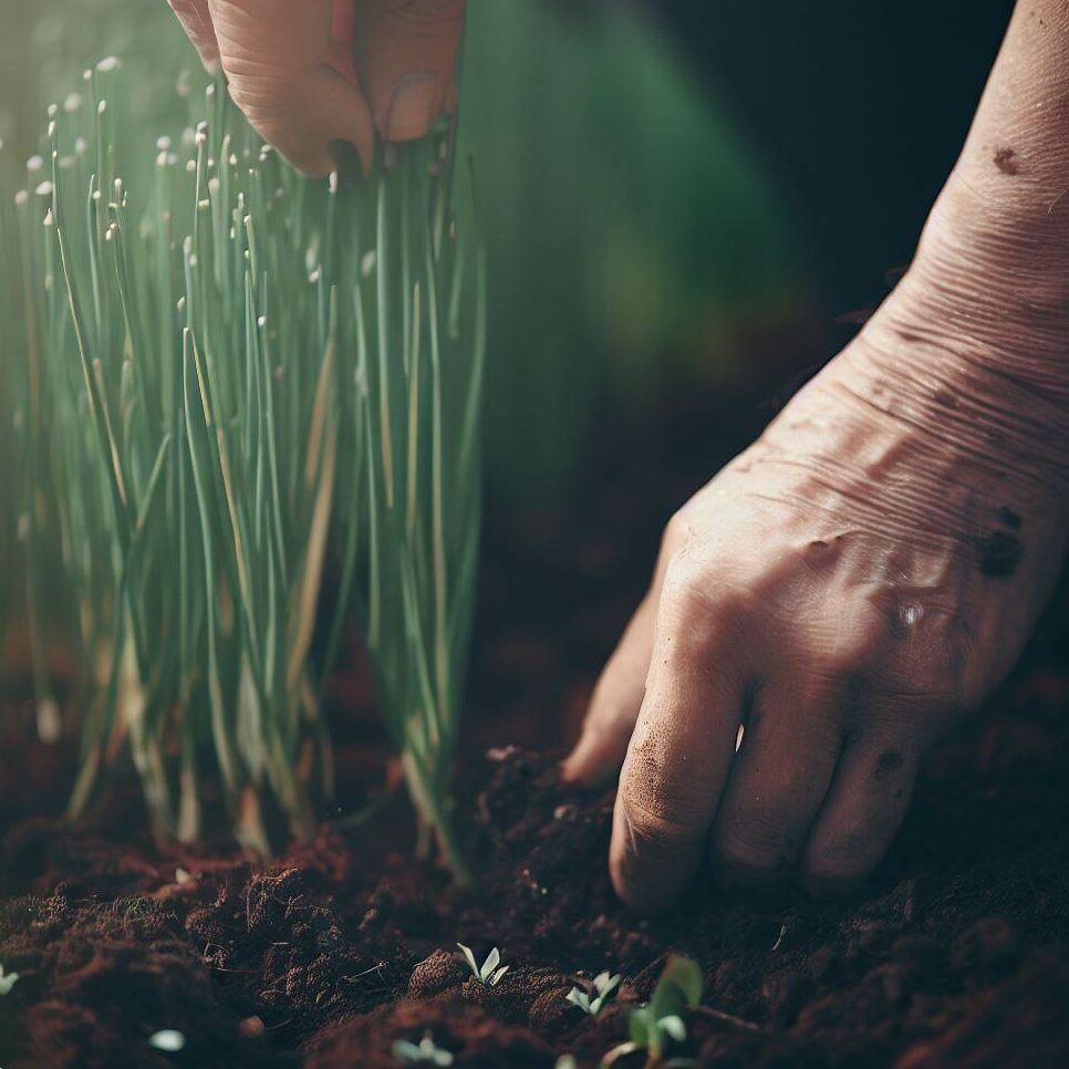 planting chives in the garden