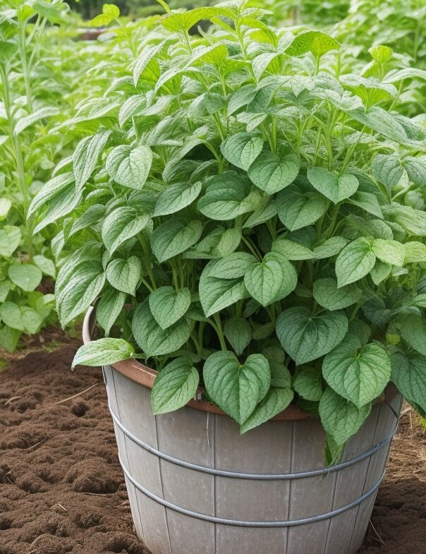 potatoes growing in a bucket