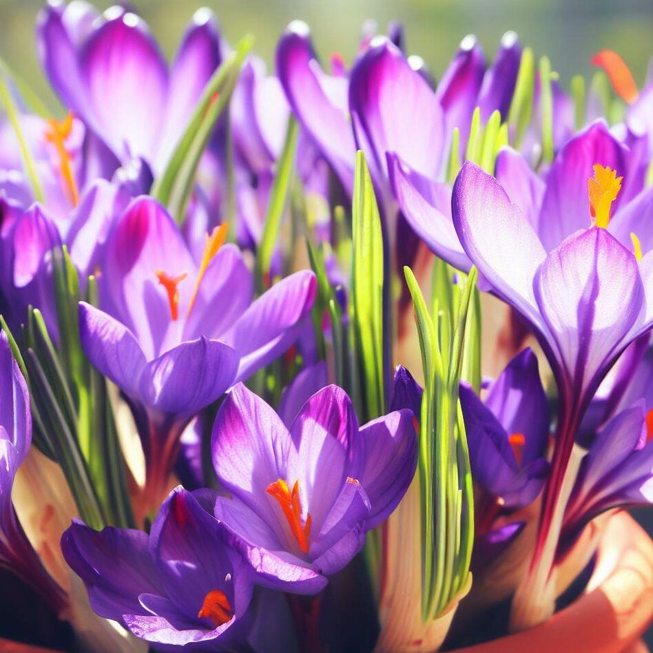 saffron flowers in a pot