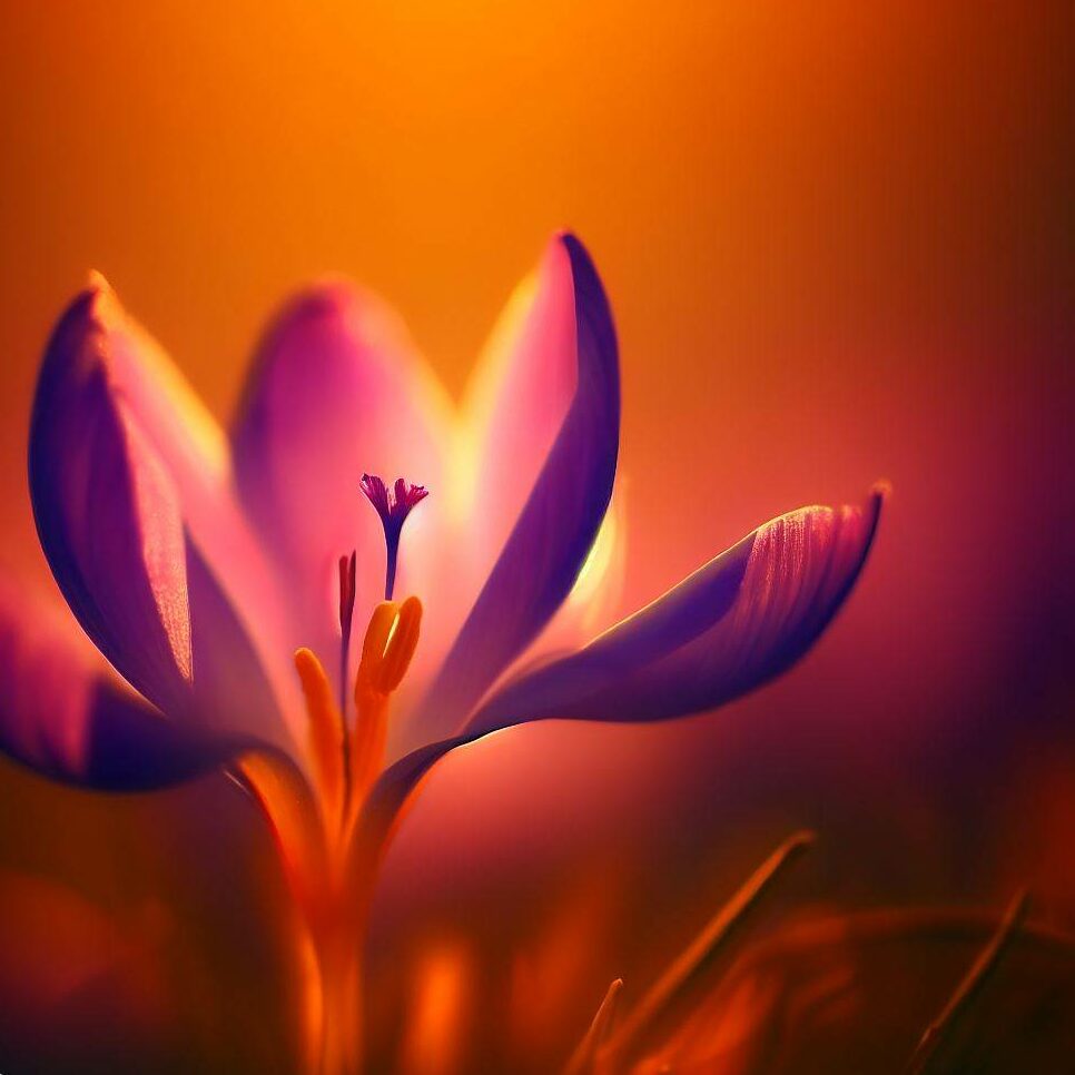 saffron flower at sunset