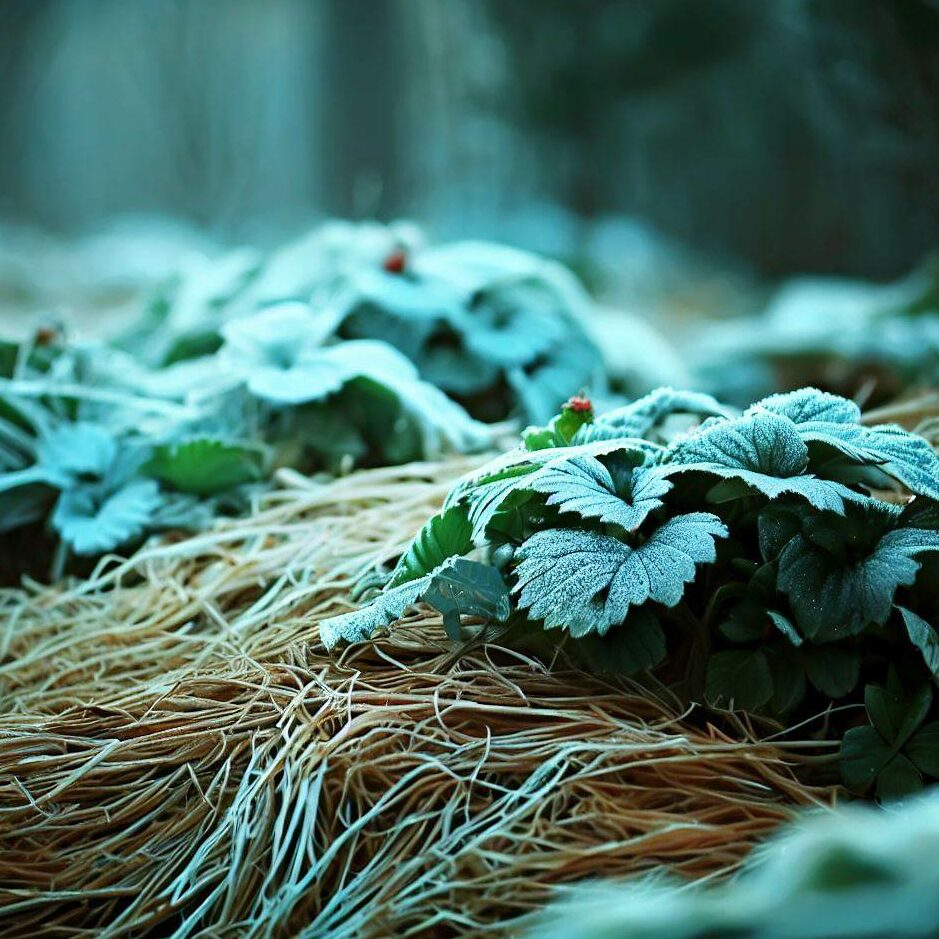 strawberries in winter frost