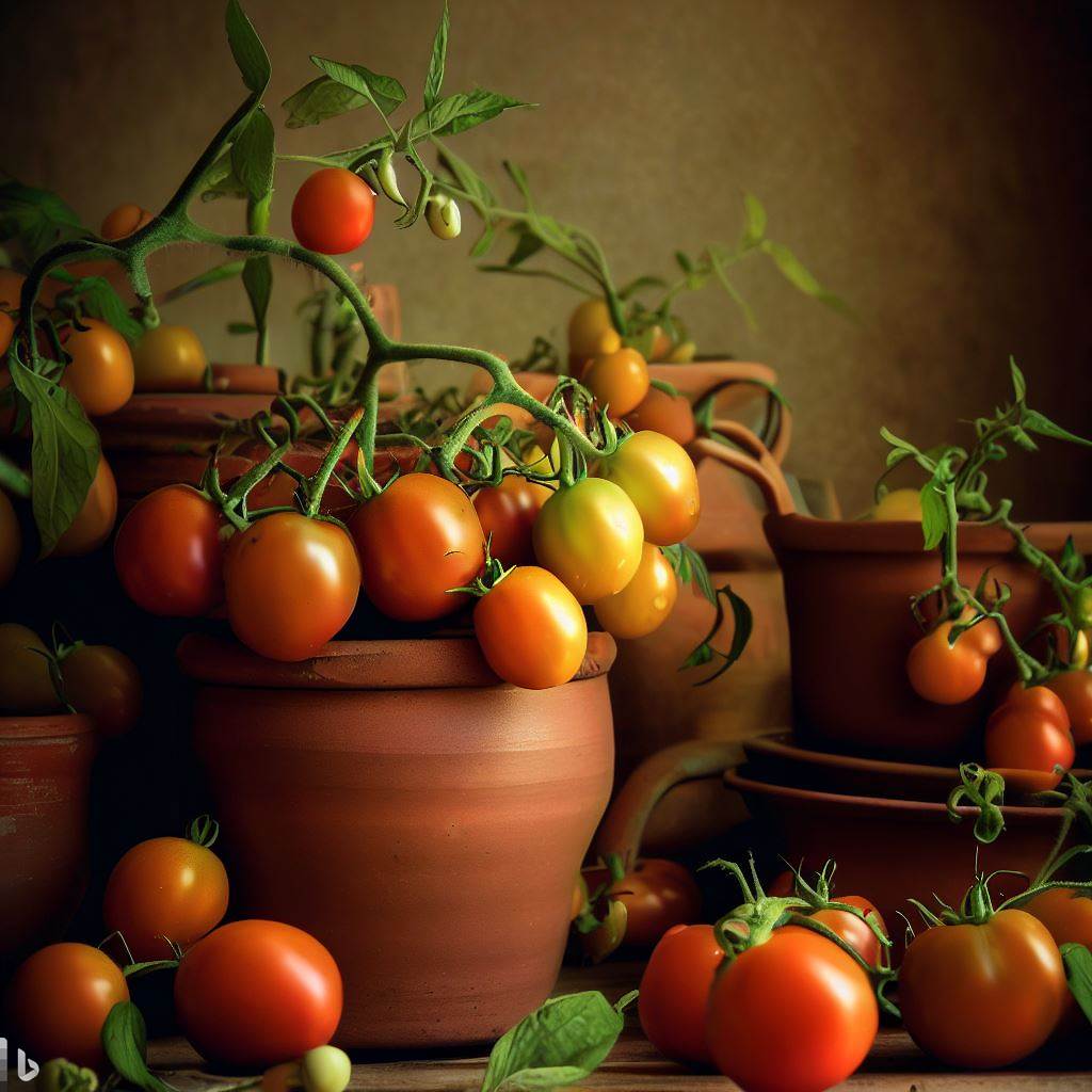 tomatoes in containers