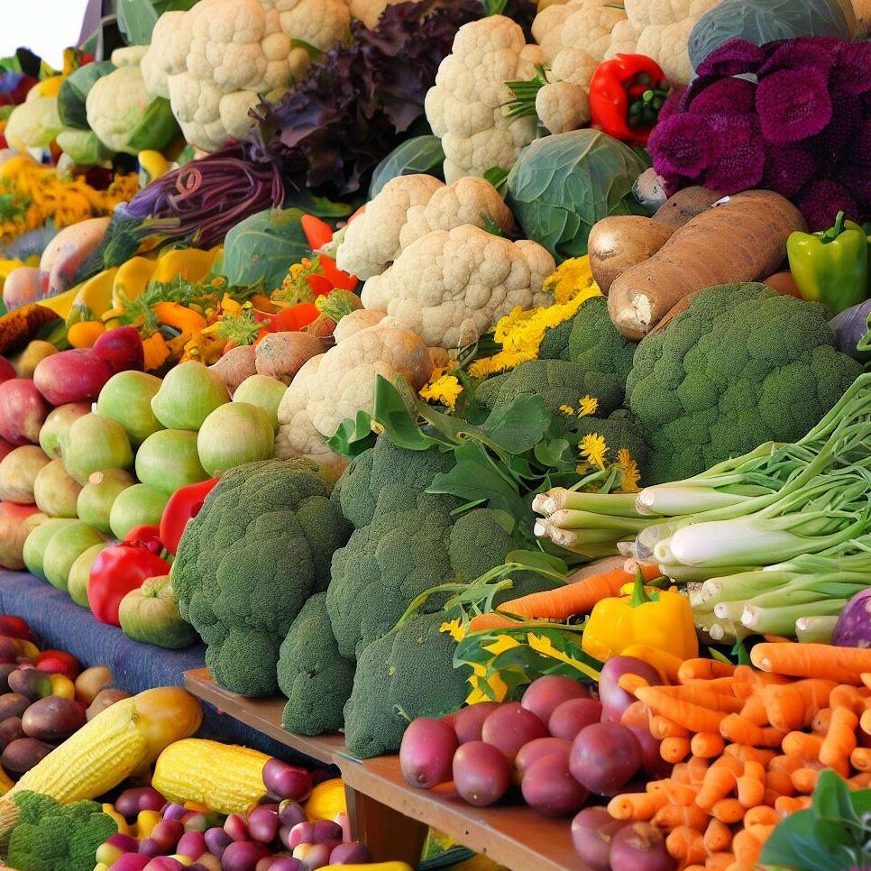 vegetables at a farmers market