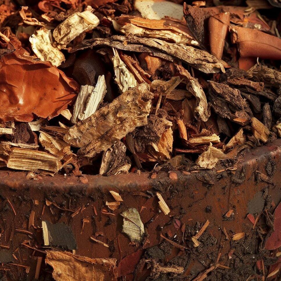 A close-up shot of a compost tumbler