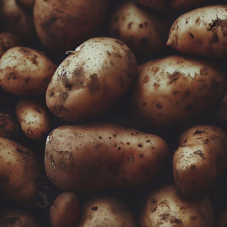 A pile of harvested potatoes