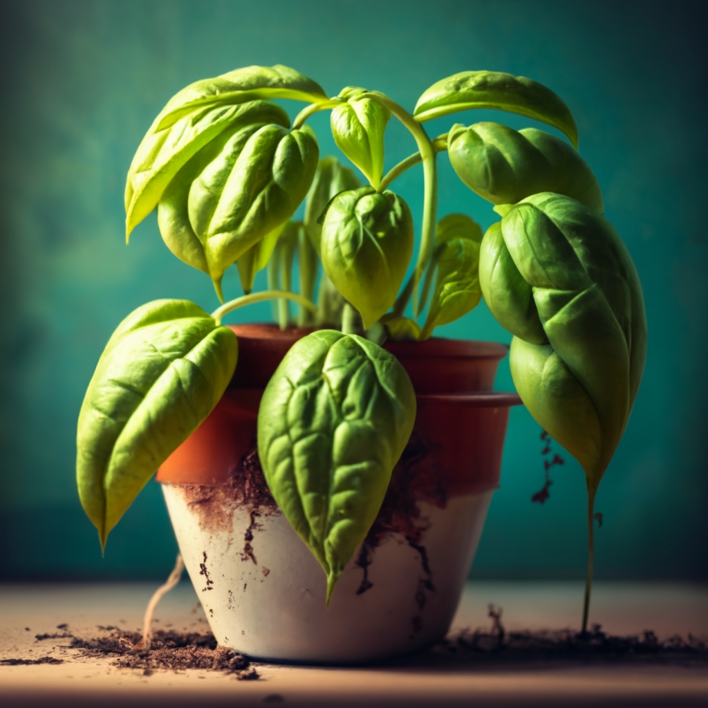 basil in a terracotta pot