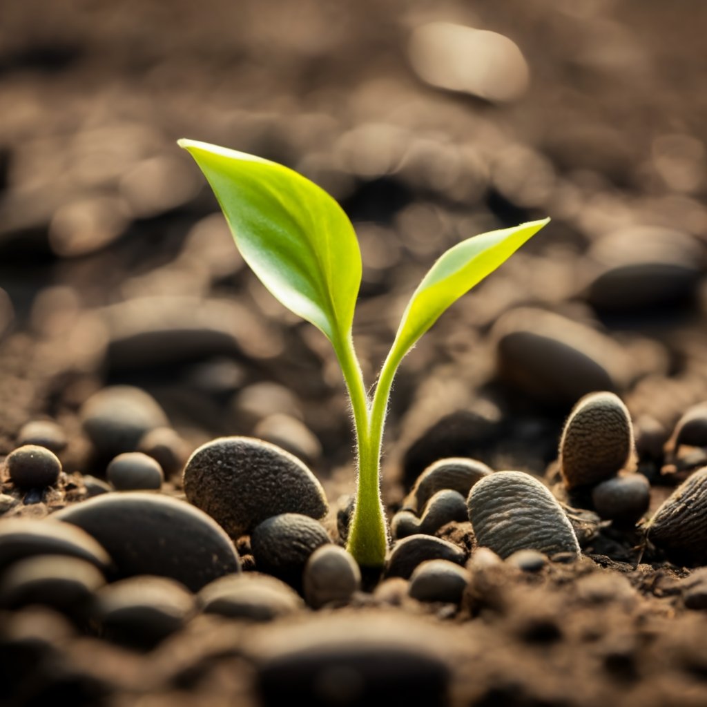 Close-up of a sunflower seedling