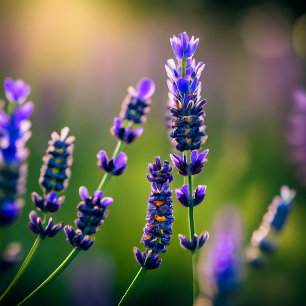 Rosemary and lavender plants growing together in a garden