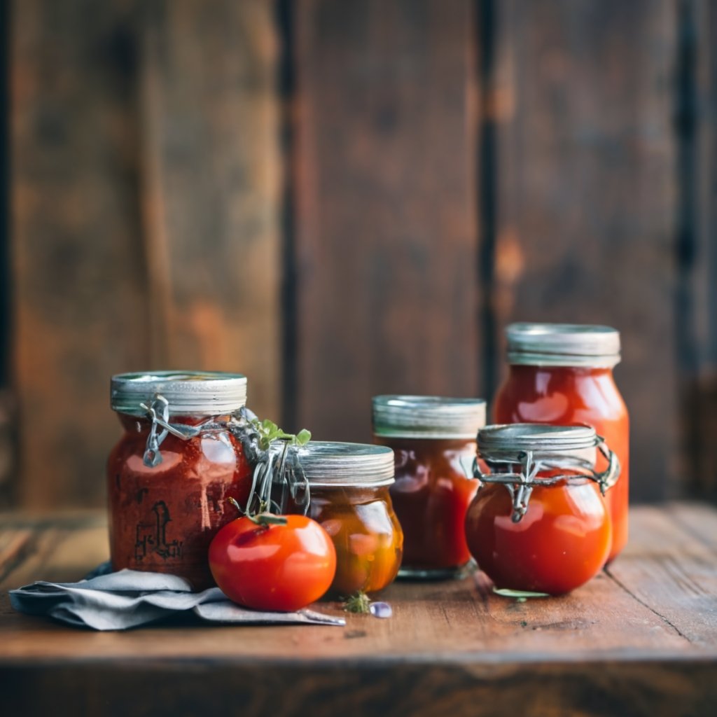 A variety of tomato jars