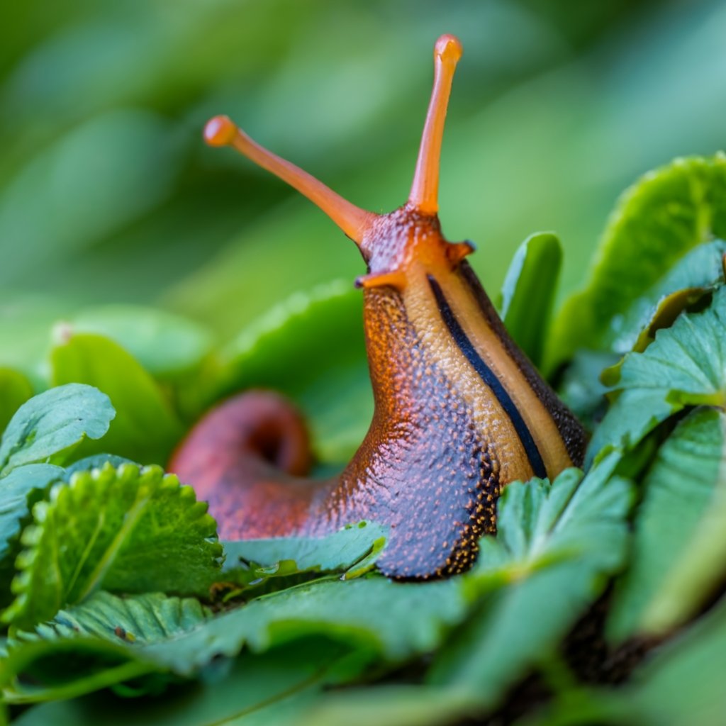 Slugs crawling on moist garden soil