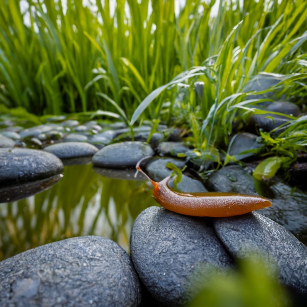 Slugs near a garden pond