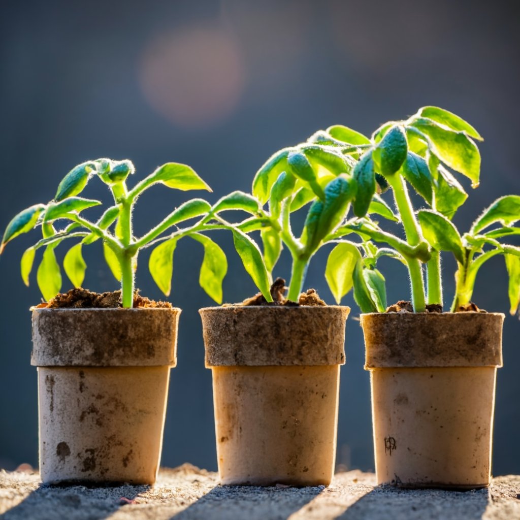 tomato seedlings in pots