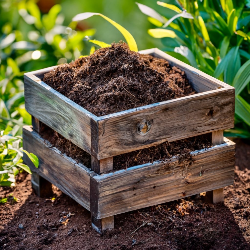 Finished compost ready to be used in gardenin