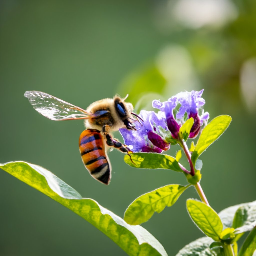 Mint flowering with bees around