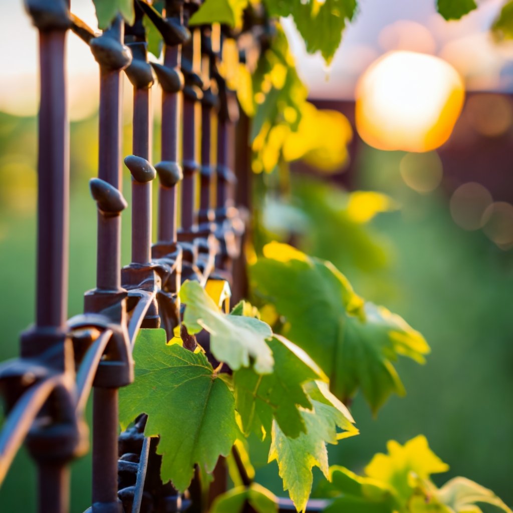 Photo of a grape trellis in a small home garden