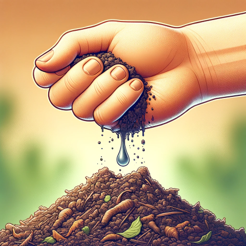 a hand squeezing a handful of compost