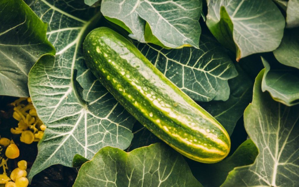 bush cucumbers growing in garden