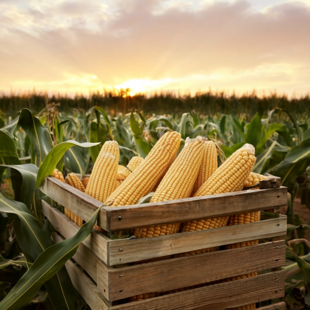 Bountiful harvest of corn in a rustic setting