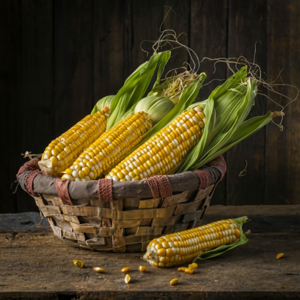 Freshly harvested sweet corn