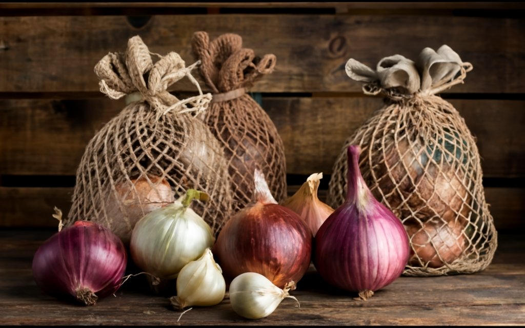 Net bags for onion storage